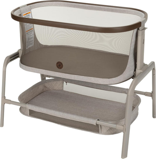 Iora Baby Bassinets Bedside Sleeper, Portable Bassinet, Infant Bedside Sleeper Crib, Height Adjustable, Breathable Mesh, Large Storage Basket, Truffle