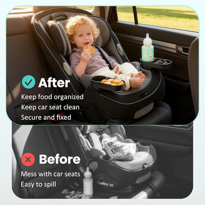 2PCS Car Seat Snack Tray with Cup Holder for Safety 1st EverFit & Grow and Go | Maxi-COSI Pria | Cosco All-in-One Car Seat, Car Seat Cup Holder Accessory, Dishwasher Safe, Black (Model C6577&C6474)