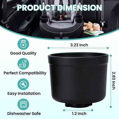 2PCS Car Seat Snack Tray with Cup Holder for Safety 1st EverFit & Grow and Go | Maxi-COSI Pria | Cosco All-in-One Car Seat, Car Seat Cup Holder Accessory, Dishwasher Safe, Black (Model C6577&C6474)