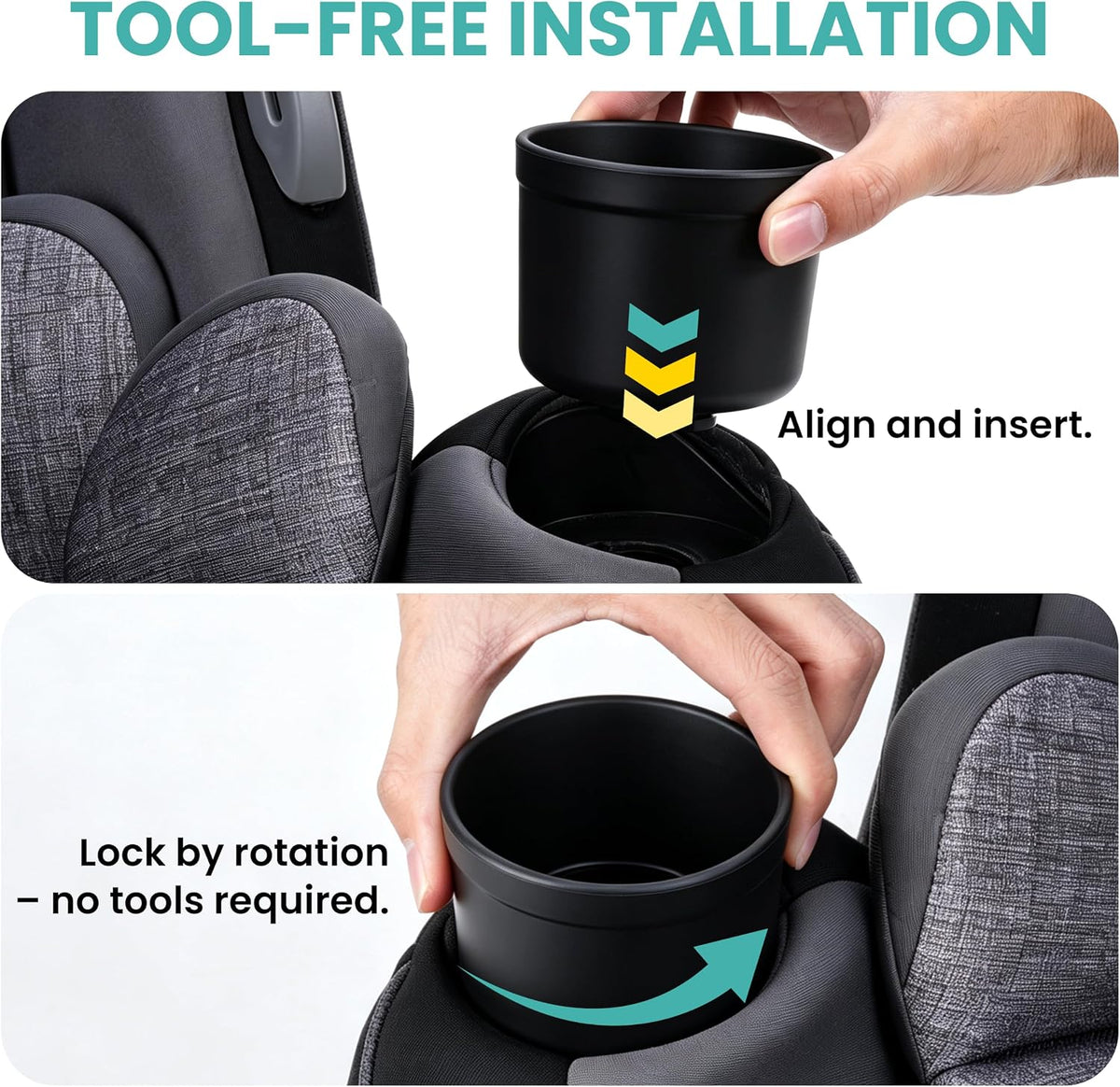 2PCS Car Seat Snack Tray with Cup Holder for Safety 1st EverFit & Grow and Go | Maxi-COSI Pria | Cosco All-in-One Car Seat, Car Seat Cup Holder Accessory, Dishwasher Safe, Black (Model C6577&C6474)