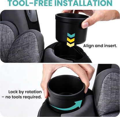 2PCS Car Seat Snack Tray with Cup Holder for Safety 1st EverFit & Grow and Go | Maxi-COSI Pria | Cosco All-in-One Car Seat, Car Seat Cup Holder Accessory, Dishwasher Safe, Black (Model C6577&C6474)