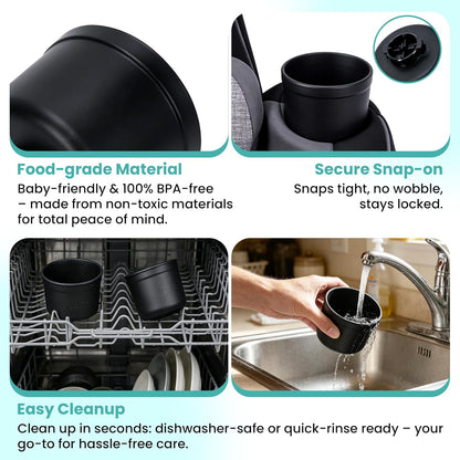2PCS Car Seat Snack Tray with Cup Holder for Safety 1st EverFit & Grow and Go | Maxi-COSI Pria | Cosco All-in-One Car Seat, Car Seat Cup Holder Accessory, Dishwasher Safe, Black (Model C6577&C6474)