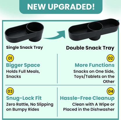 2PCS Car Seat Snack Tray with Cup Holder for Safety 1st EverFit & Grow and Go | Maxi-COSI Pria | Cosco All-in-One Car Seat, Car Seat Cup Holder Accessory, Dishwasher Safe, Black (Model C6577&C6474)