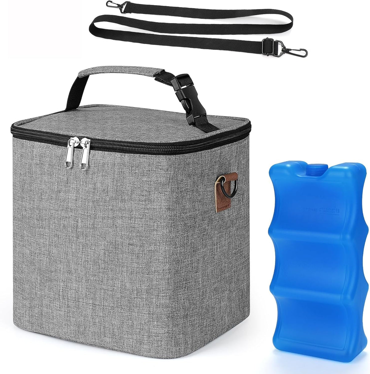 Breastmilk Cooler Bag with Ice Pack, Baby Bottle Cooler Bags, Insulated Bottle Cooler Tote Bags On The Go, Fits 6 Large 9oz Bottles, for Nursing Mom Daycare Travel, Grey