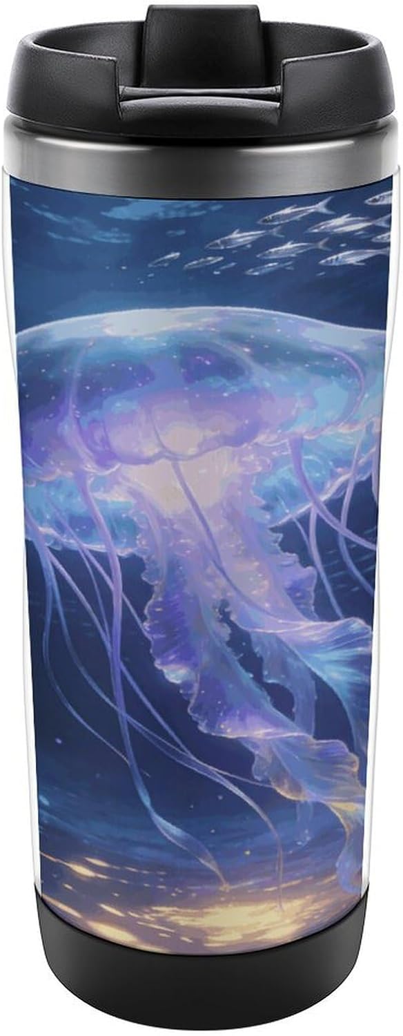 13oz Insulated Travel Coffee Mug Reusable Coffee Cup Water Bottle | Ocean Travel Mug with Leak Proof Lid Double Wall Stainless Steel Coffee Tumbler Personalized Gift