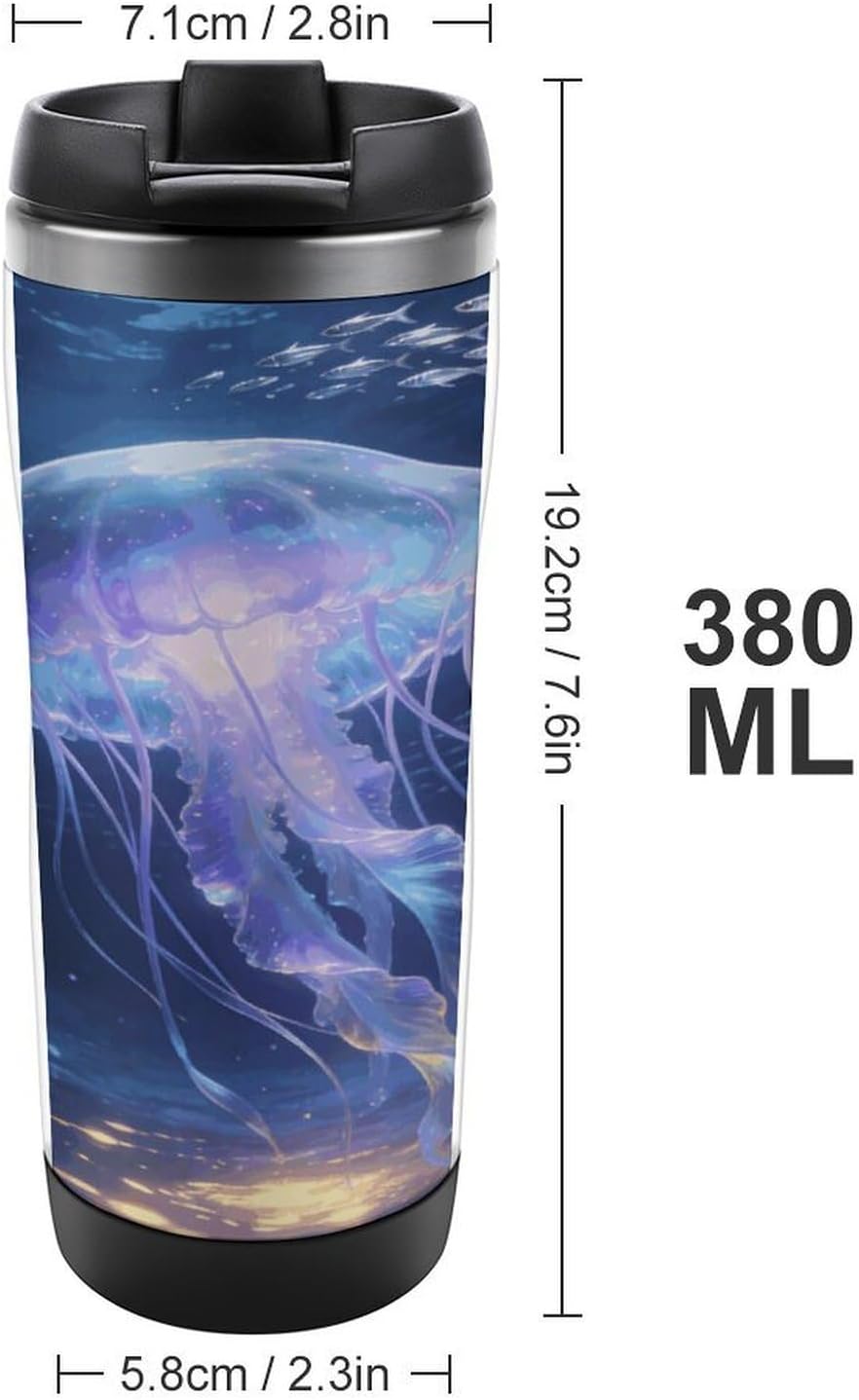 13oz Insulated Travel Coffee Mug Reusable Coffee Cup Water Bottle | Ocean Travel Mug with Leak Proof Lid Double Wall Stainless Steel Coffee Tumbler Personalized Gift
