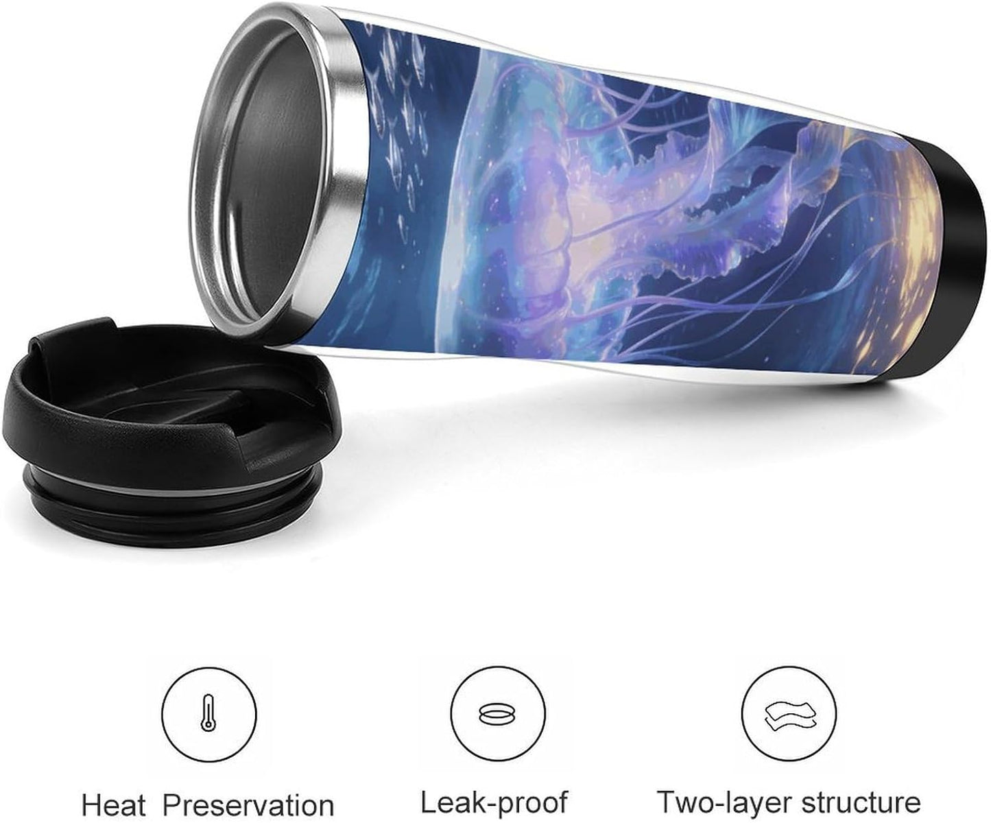 13oz Insulated Travel Coffee Mug Reusable Coffee Cup Water Bottle | Ocean Travel Mug with Leak Proof Lid Double Wall Stainless Steel Coffee Tumbler Personalized Gift