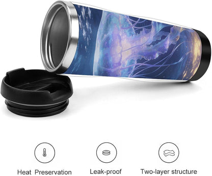 13oz Insulated Travel Coffee Mug Reusable Coffee Cup Water Bottle | Ocean Travel Mug with Leak Proof Lid Double Wall Stainless Steel Coffee Tumbler Personalized Gift