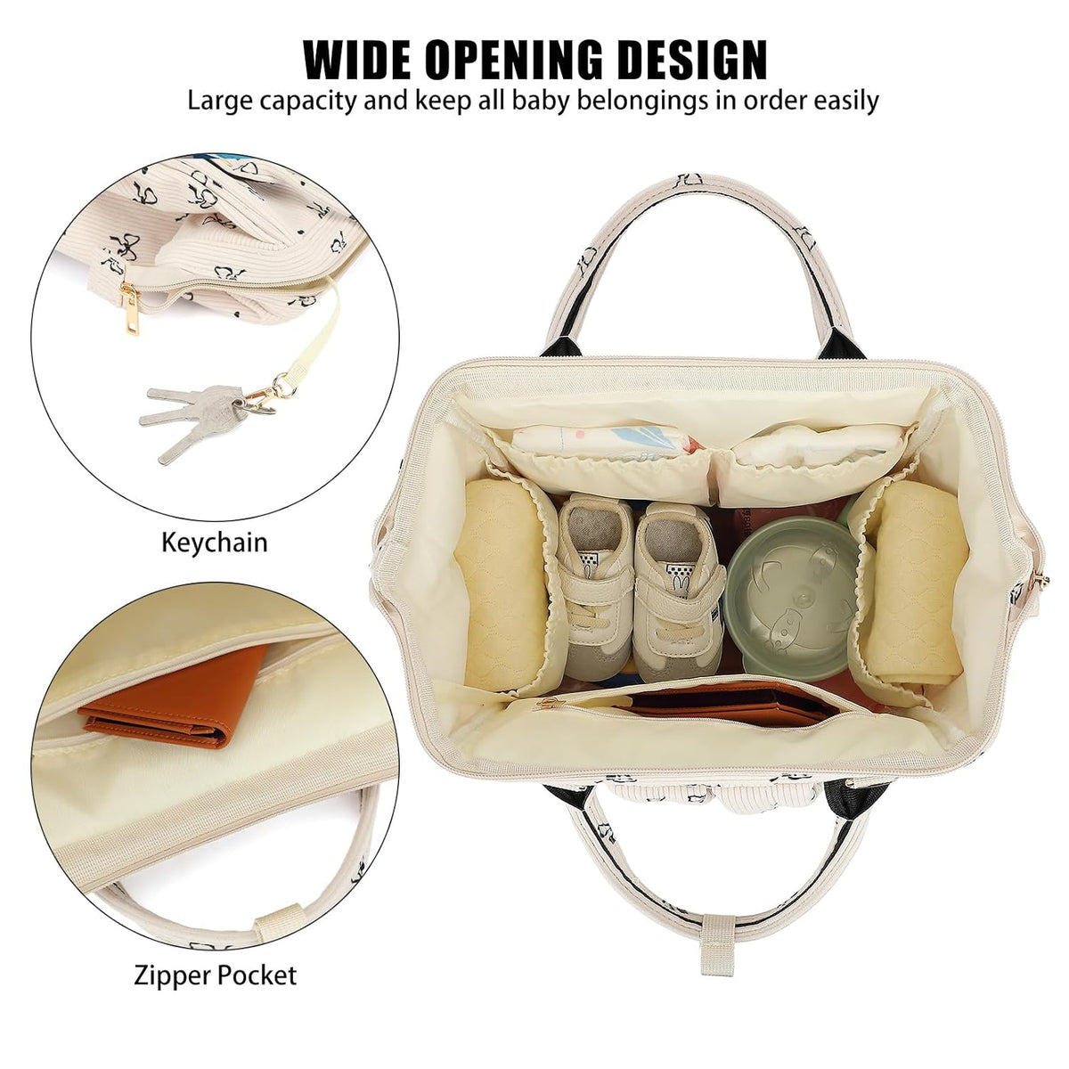 Baby Diaper Bag Backpack for Mom, Large Capacity Travel Nappy Bag for Boys & Girls with Stroller Straps (Corduroy Checkered Brown)