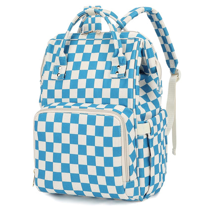 Baby Diaper Bag Backpack for Mom, Large Capacity Travel Nappy Bag for Boys & Girls with Stroller Straps (Corduroy Checkered Brown)