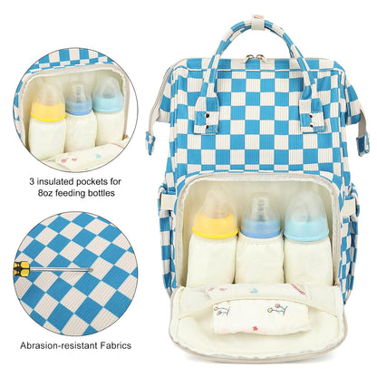 Baby Diaper Bag Backpack for Mom, Large Capacity Travel Nappy Bag for Boys & Girls with Stroller Straps (Corduroy Checkered Brown)