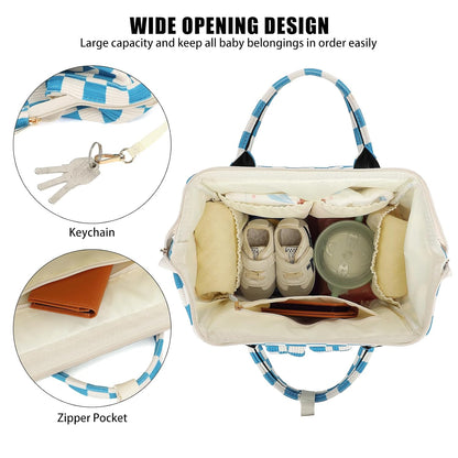 Baby Diaper Bag Backpack for Mom, Large Capacity Travel Nappy Bag for Boys & Girls with Stroller Straps (Corduroy Checkered Brown)