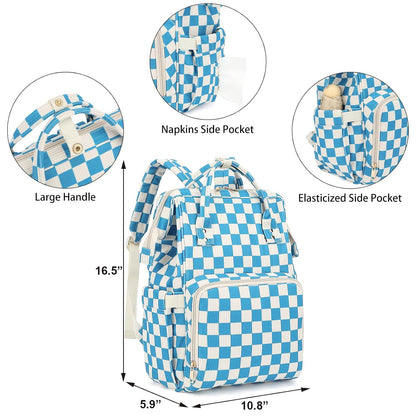 Baby Diaper Bag Backpack for Mom, Large Capacity Travel Nappy Bag for Boys & Girls with Stroller Straps (Corduroy Checkered Brown)