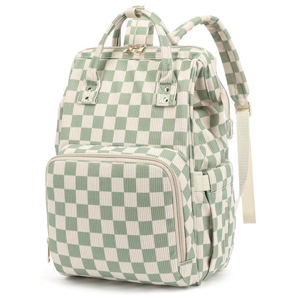 Baby Diaper Bag Backpack for Mom, Large Capacity Travel Nappy Bag for Boys & Girls with Stroller Straps (Corduroy Checkered Brown)
