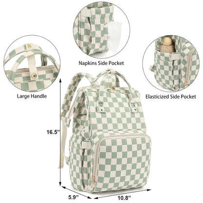 Baby Diaper Bag Backpack for Mom, Large Capacity Travel Nappy Bag for Boys & Girls with Stroller Straps (Corduroy Checkered Brown)