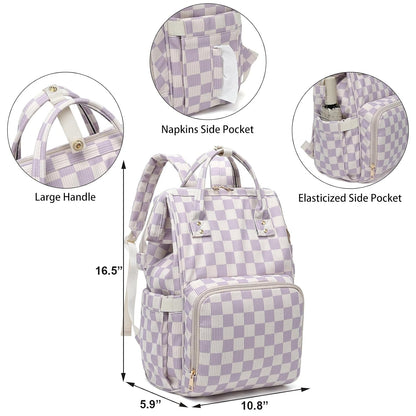Baby Diaper Bag Backpack for Mom, Large Capacity Travel Nappy Bag for Boys & Girls with Stroller Straps (Corduroy Checkered Brown)