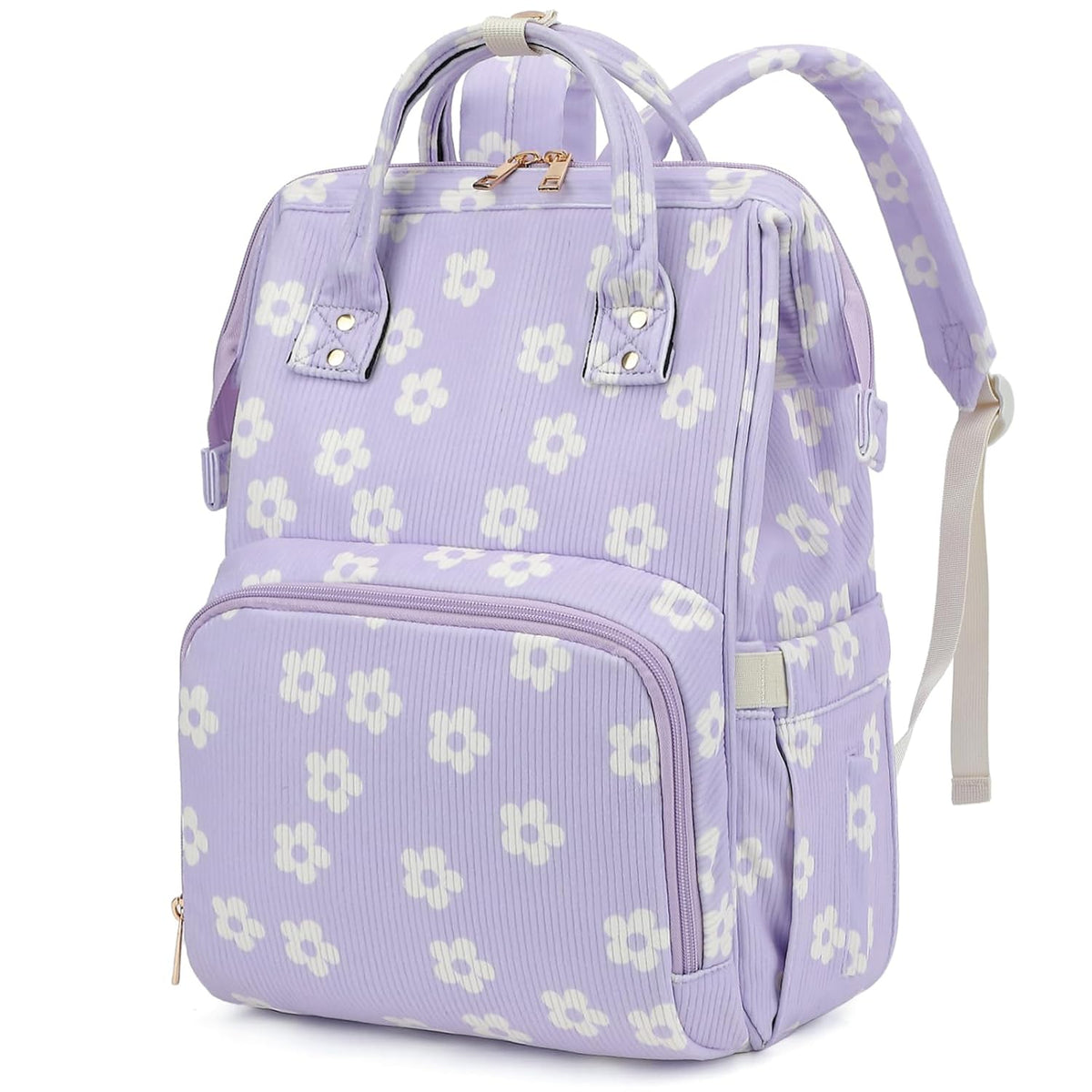 Baby Diaper Bag Backpack for Mom, Large Capacity Travel Nappy Bag for Boys & Girls with Stroller Straps (Corduroy Checkered Brown)