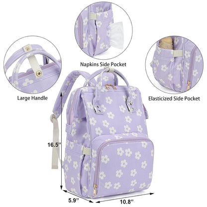 Baby Diaper Bag Backpack for Mom, Large Capacity Travel Nappy Bag for Boys & Girls with Stroller Straps (Corduroy Checkered Brown)