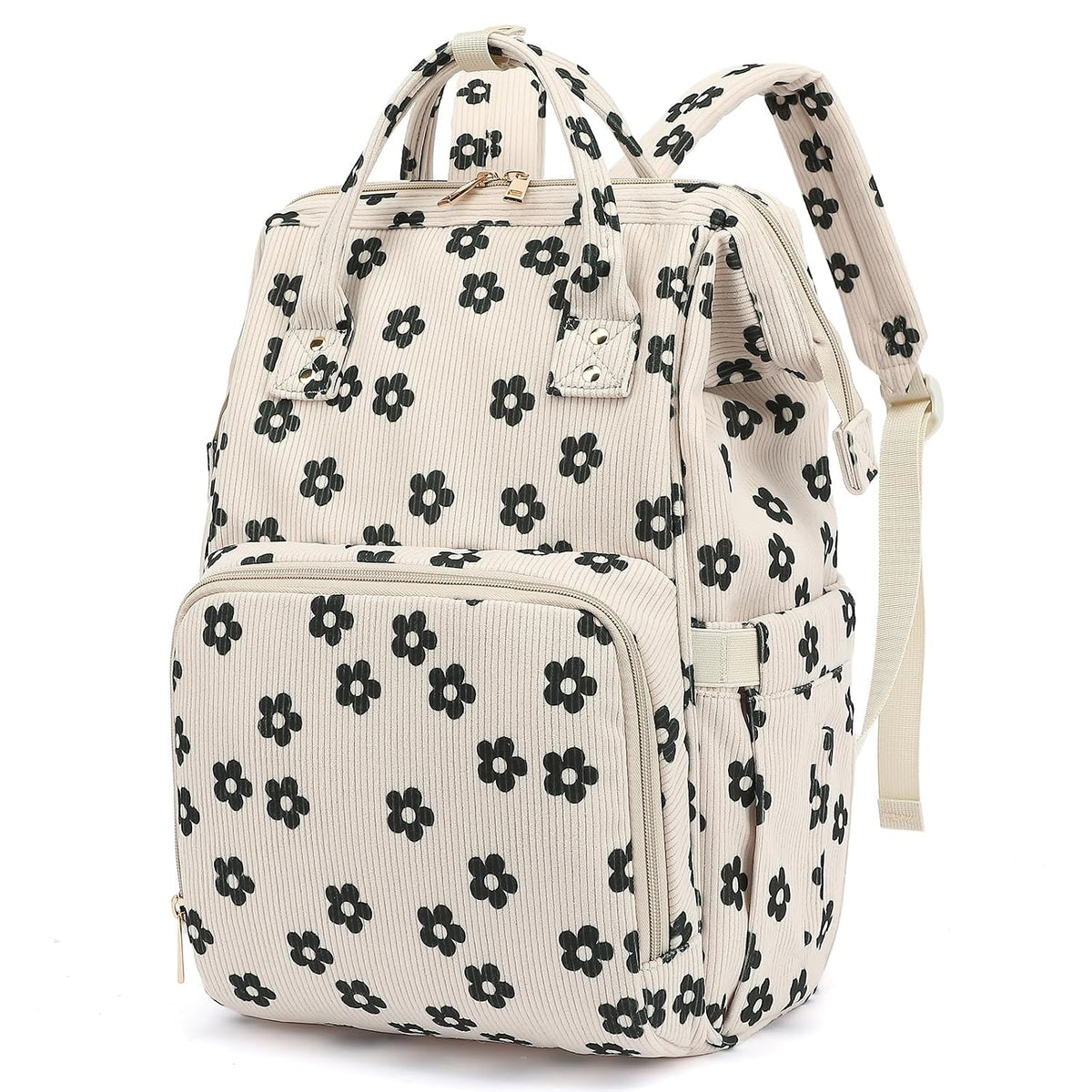 Baby Diaper Bag Backpack for Mom, Large Capacity Travel Nappy Bag for Boys & Girls with Stroller Straps (Corduroy Checkered Brown)