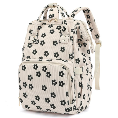 Baby Diaper Bag Backpack for Mom, Large Capacity Travel Nappy Bag for Boys & Girls with Stroller Straps (Corduroy Checkered Brown)