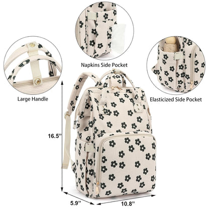 Baby Diaper Bag Backpack for Mom, Large Capacity Travel Nappy Bag for Boys & Girls with Stroller Straps (Corduroy Checkered Brown)
