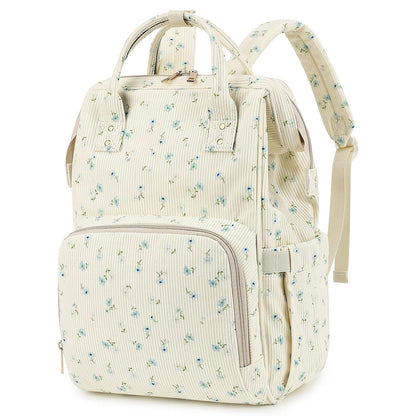 Baby Diaper Bag Backpack for Mom, Large Capacity Travel Nappy Bag for Boys & Girls with Stroller Straps (Corduroy Checkered Brown)