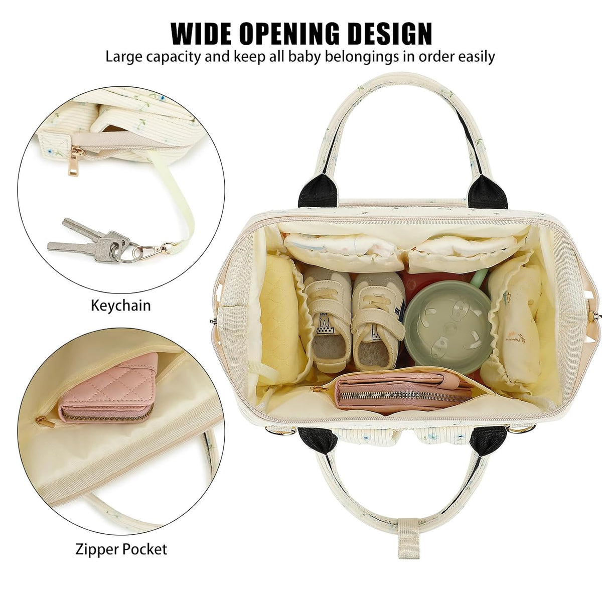 Baby Diaper Bag Backpack for Mom, Large Capacity Travel Nappy Bag for Boys & Girls with Stroller Straps (Corduroy Checkered Brown)