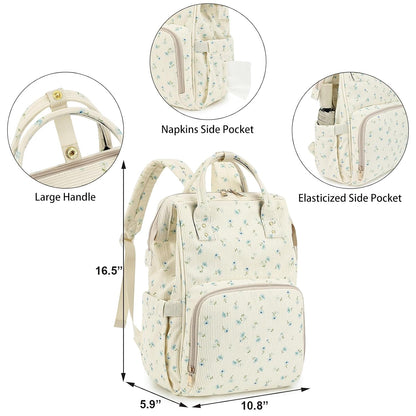 Baby Diaper Bag Backpack for Mom, Large Capacity Travel Nappy Bag for Boys & Girls with Stroller Straps (Corduroy Checkered Brown)