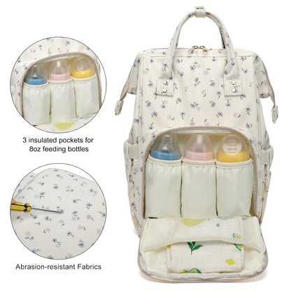 Baby Diaper Bag Backpack for Mom, Large Capacity Travel Nappy Bag for Boys & Girls with Stroller Straps (Corduroy Checkered Brown)