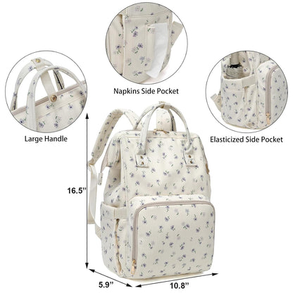 Baby Diaper Bag Backpack for Mom, Large Capacity Travel Nappy Bag for Boys & Girls with Stroller Straps (Corduroy Checkered Brown)