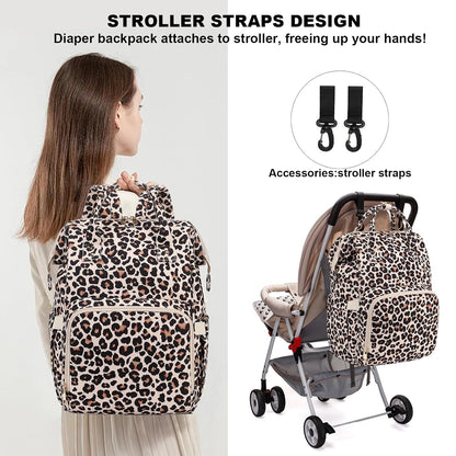 Baby Diaper Bag Backpack for Mom, Large Capacity Travel Nappy Bag for Boys & Girls with Stroller Straps (Corduroy Checkered Brown)