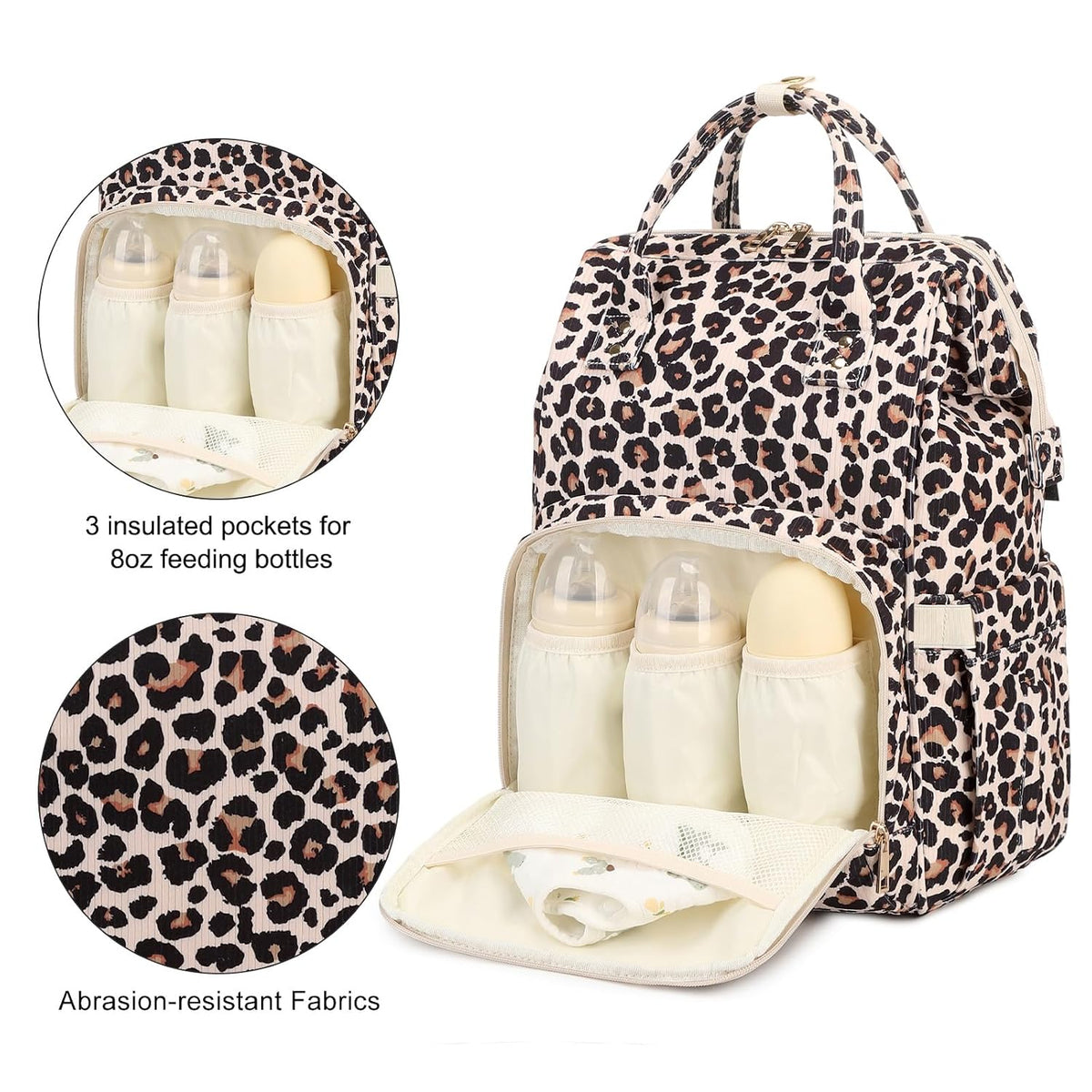 Baby Diaper Bag Backpack for Mom, Large Capacity Travel Nappy Bag for Boys & Girls with Stroller Straps (Corduroy Checkered Brown)