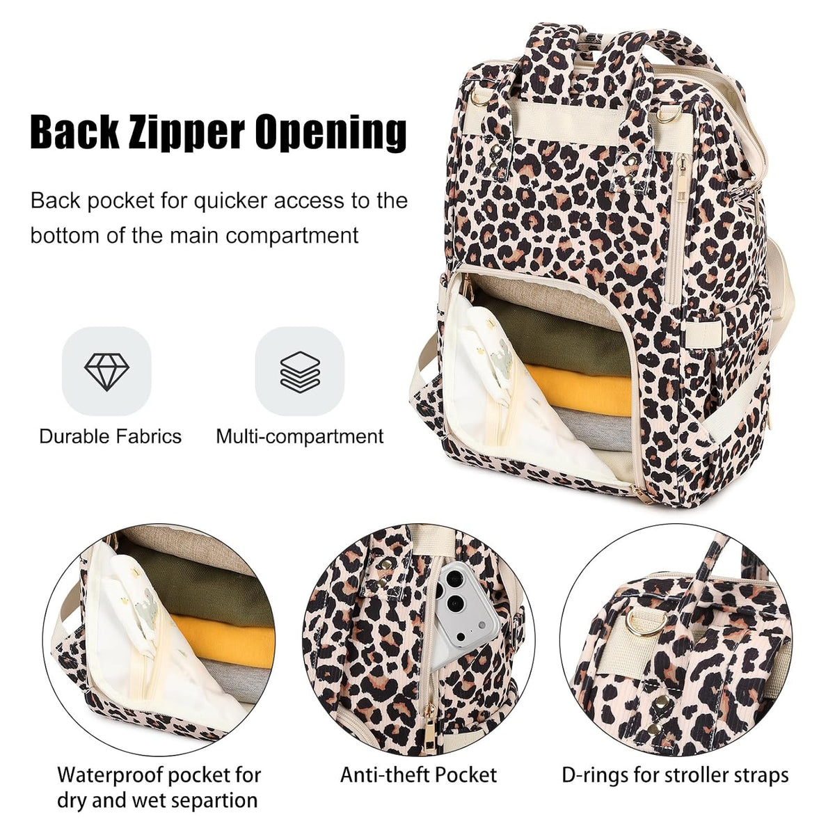 Baby Diaper Bag Backpack for Mom, Large Capacity Travel Nappy Bag for Boys & Girls with Stroller Straps (Corduroy Checkered Brown)