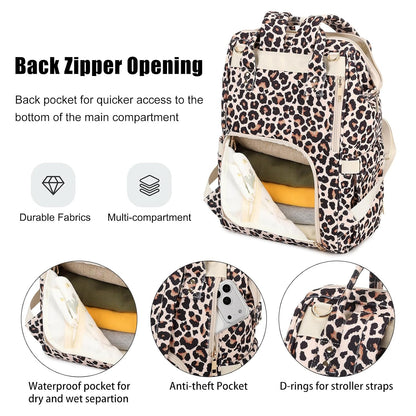 Baby Diaper Bag Backpack for Mom, Large Capacity Travel Nappy Bag for Boys & Girls with Stroller Straps (Corduroy Checkered Brown)