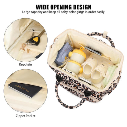 Baby Diaper Bag Backpack for Mom, Large Capacity Travel Nappy Bag for Boys & Girls with Stroller Straps (Corduroy Checkered Brown)