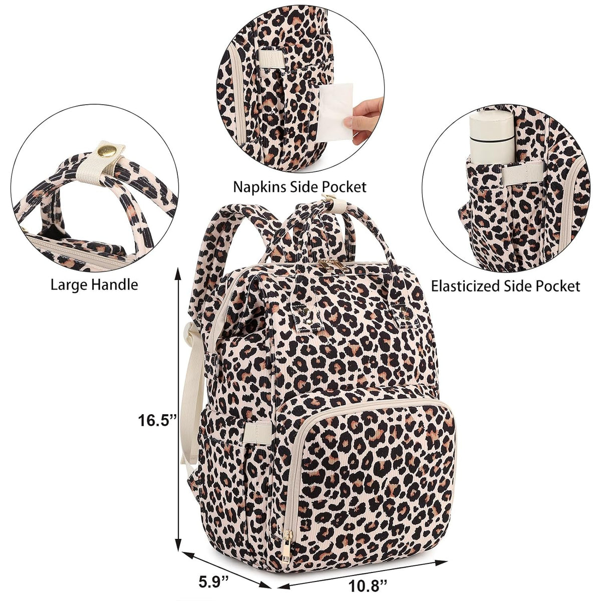 Baby Diaper Bag Backpack for Mom, Large Capacity Travel Nappy Bag for Boys & Girls with Stroller Straps (Corduroy Checkered Brown)
