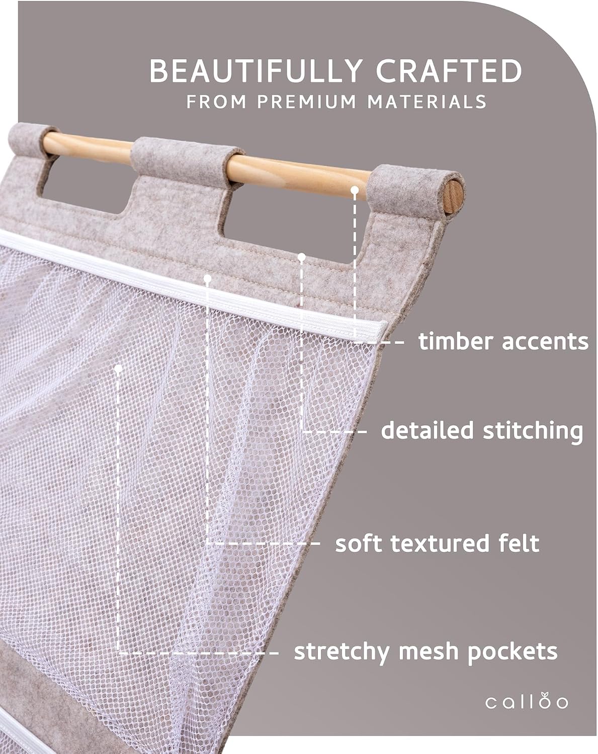 Over the Door Stuffed Animal Storage for Kids – Felt Organizer with Clips to Display Art and Mesh Pockets for Stuffies, Books and More – Space-Saving Hanging Design that Grows with your Child