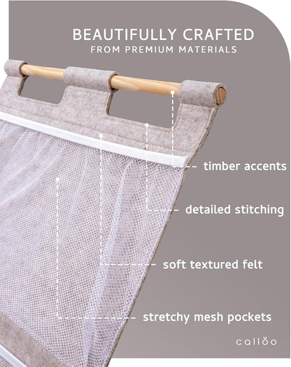 Over the Door Stuffed Animal Storage for Kids – Felt Organizer with Clips to Display Art and Mesh Pockets for Stuffies, Books and More – Space-Saving Hanging Design that Grows with your Child