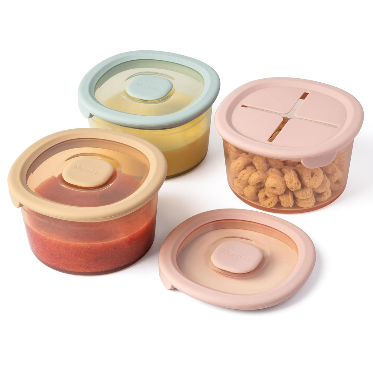 Silicone Snack Containers for Kids & Toddlers | 8 oz Baby Food Containers with Airtight Lids and A Snack Lid | Baby Food Jars | BPA Free | Freezer & Dishwasher Safe
