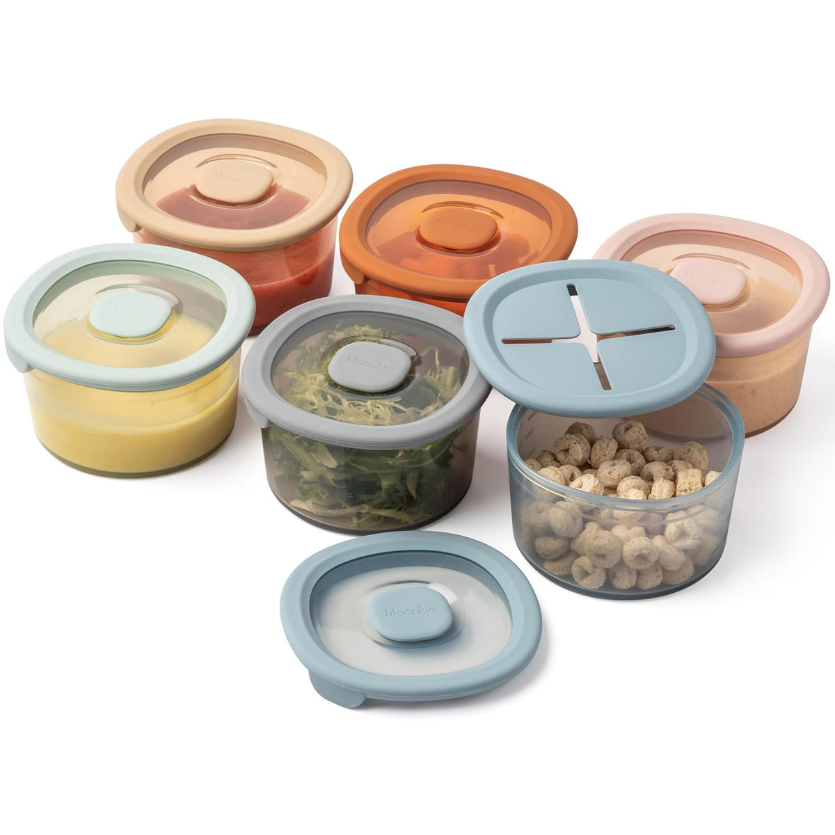 Silicone Snack Containers for Kids & Toddlers | 8 oz Baby Food Containers with Airtight Lids and A Snack Lid | Baby Food Jars | BPA Free | Freezer & Dishwasher Safe