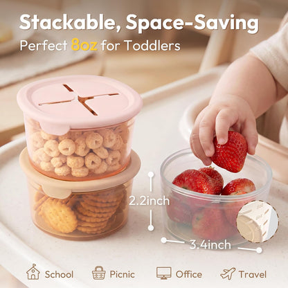 Silicone Snack Containers for Kids & Toddlers | 8 oz Baby Food Containers with Airtight Lids and A Snack Lid | Baby Food Jars | BPA Free | Freezer & Dishwasher Safe