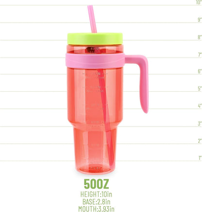 50 oz Clear Tumblers with Lid and Straw | Tritan Plastic, Leak-Proof BPA-Free Water Bottle with Time Marker, Reusable Cup for Iced Coffee, Tea, Juice, Boba, Smoothies