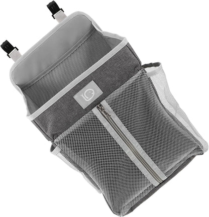 Hanging Nursery Organizer Bedside Storage Bag Diaper Caddy Tote with Multiple Pockets Gray Fabric for Crib Changing Table Essentials