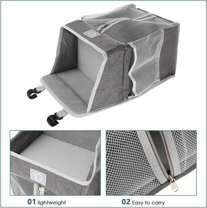 Hanging Nursery Organizer Bedside Storage Bag Diaper Caddy Tote with Multiple Pockets Gray Fabric for Crib Changing Table Essentials
