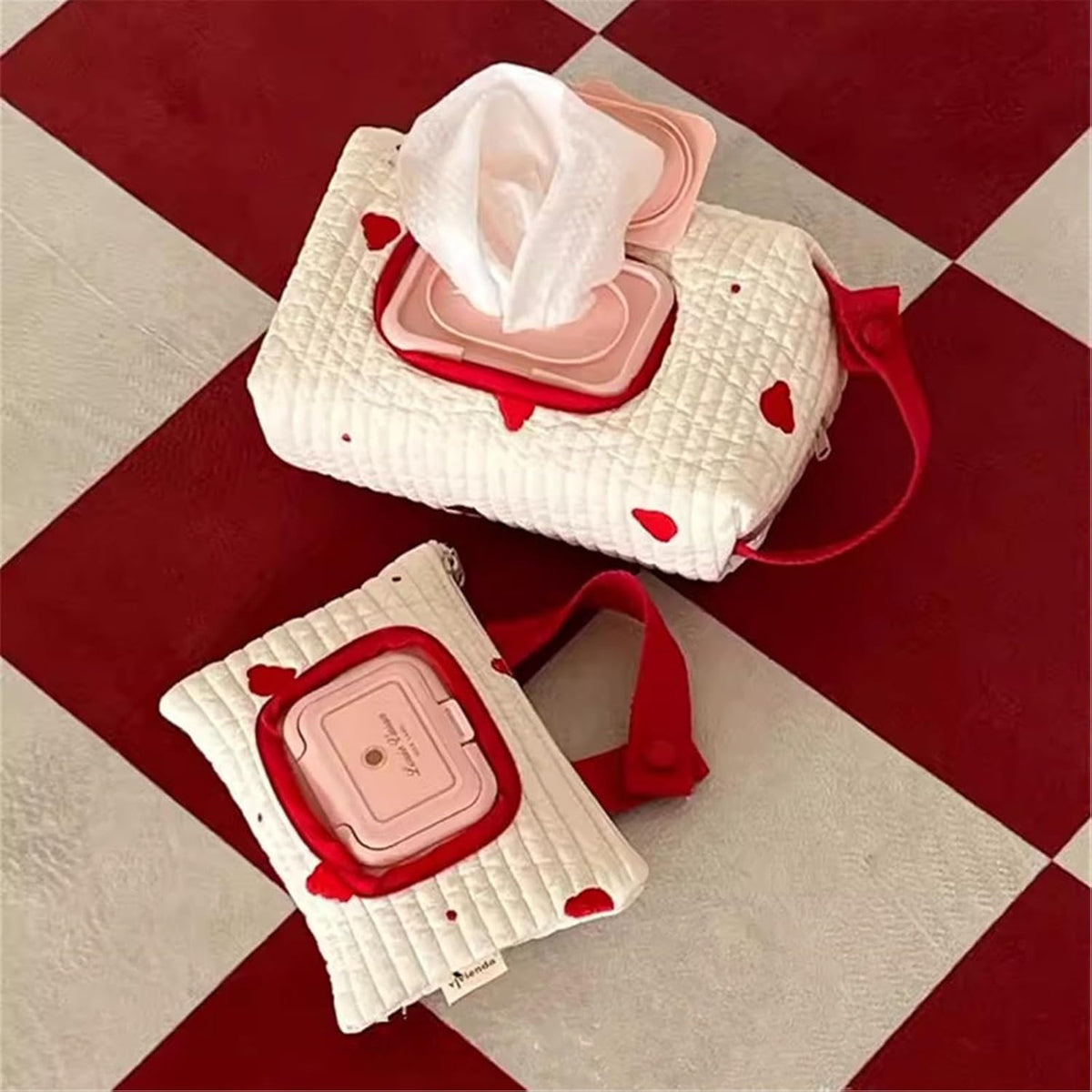 Embroidered Bear Stroller Wet Wipe Pouches Portable Baby Wipe Holder Embroidery Baby Wipes Storage Bag for Travel