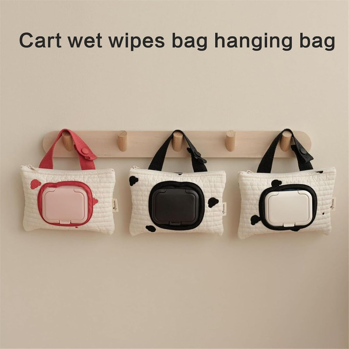 Embroidered Bear Stroller Wet Wipe Pouches Portable Baby Wipe Holder Embroidery Baby Wipes Storage Bag for Travel