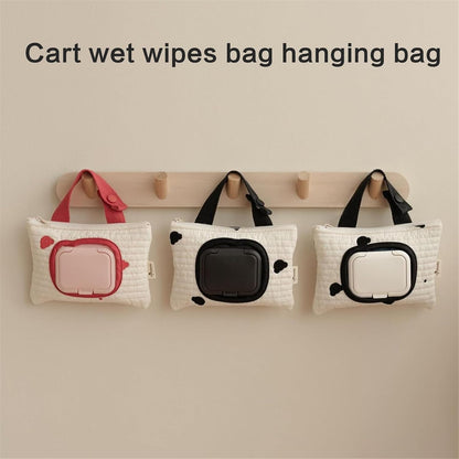 Embroidered Bear Stroller Wet Wipe Pouches Portable Baby Wipe Holder Embroidery Baby Wipes Storage Bag for Travel