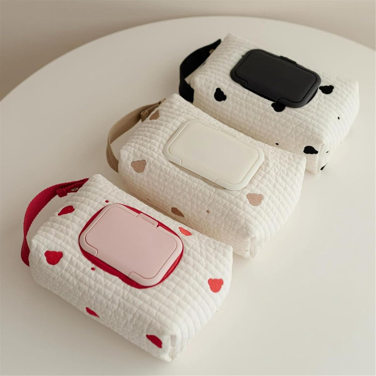 Embroidered Bear Stroller Wet Wipe Pouches Portable Baby Wipe Holder Embroidery Baby Wipes Storage Bag for Travel