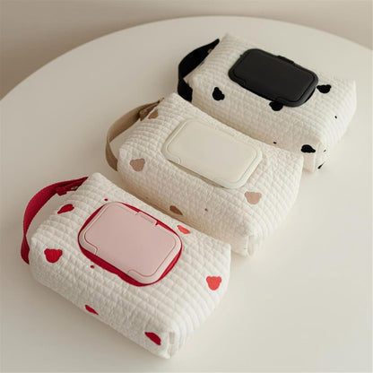 Embroidered Bear Stroller Wet Wipe Pouches Portable Baby Wipe Holder Embroidery Baby Wipes Storage Bag for Travel