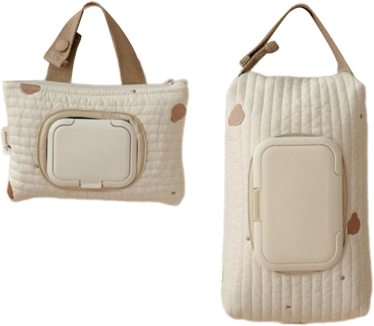 Embroidered Bear Stroller Wet Wipe Pouches Portable Baby Wipe Holder Embroidery Baby Wipes Storage Bag for Travel